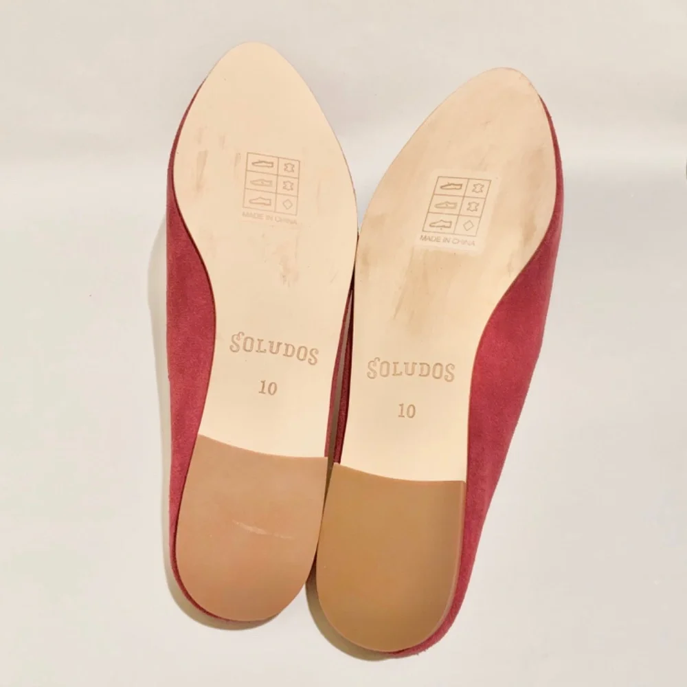 Soludos Palazzo Wine Red Suede Leather Tassel Mule Loafer Pointed Toe Flat Shoes - Picture 9 of 10